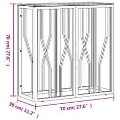 Vidaxl aranyszínű üveg és rozsdamentes acél tálalóasztal 70x30x70 cm 350036