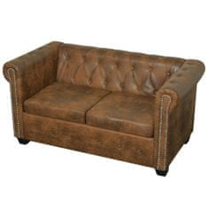 Vidaxl 2 személyes barna műbőr Chesterfield kanapé 243619