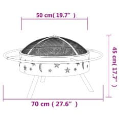 Vidaxl acél XXL méretű tűztál piszkavassal 70 cm 360064