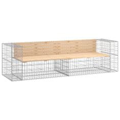 Greatstore tömör fenyőfa gabion kerti pad 244x71x65,5 cm