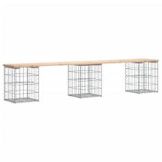 Greatstore tömör fenyőfa gabion kerti pad 203x31x42 cm