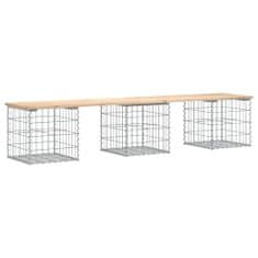 Greatstore tömör fenyőfa gabion kerti pad 203x44x42 cm