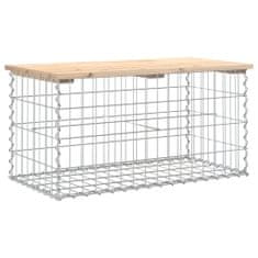 Greatstore tömör fenyőfa gabion kerti pad 83x44x42 cm