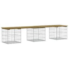 Greatstore impregnált fenyőfa gabion kerti pad 203 x 44 x 42 cm