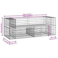 Greatstore tömör fenyőfa gabion kerti pad 184x71x65,5 cm