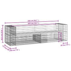 Greatstore tömör impregnált fenyőfa gabion kerti pad 244x71x65,5 cm