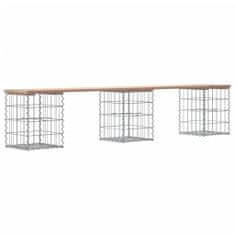 Greatstore tömör fenyőfa gabion kerti pad 203x31x42 cm