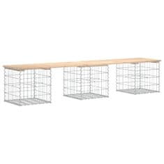 Greatstore tömör fenyőfa gabion kerti pad 203x44x42 cm