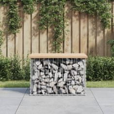 Greatstore tömör fenyőfa gabion kerti pad 63x44x42 cm