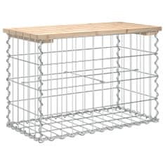 Greatstore tömör fenyőfa gabion kerti pad 63x31,5x42 cm