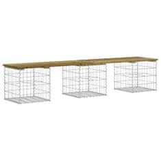 Greatstore impregnált fenyőfa gabion kerti pad 203 x 44 x 42 cm