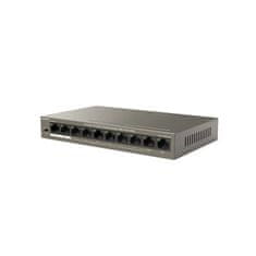 Tenda TEF1110P-8-63W - PoE AT switch 63Watt, 10xRJ45 switch 8x 10/100 Mbps PoE, 2x Uplink, ventilátor nélküli, fém