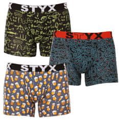 Styx 3PACK férfi boxeralsó hosszú arti sport gumi több színben (3U12672) - méret L