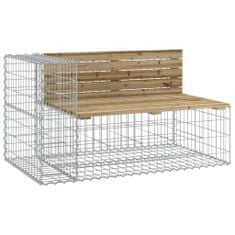 Greatstore tömör impregnált fenyőfa gabion kerti pad 122x71x65,5 cm