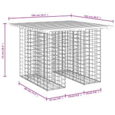 Greatstore tömör duglászfenyő gabion kerti pad 100x102x72 cm