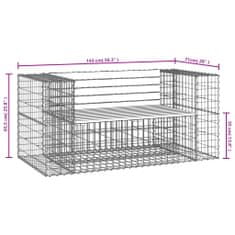 Greatstore tömör impregnált fenyőfa gabion kerti pad 143x71x65,5 cm