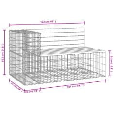 Greatstore tömör duglászfenyő gabion kerti pad 122 x 71 x 65,5 cm