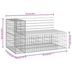 Greatstore tömör impregnált fenyőfa gabion kerti pad 122x71x65,5 cm