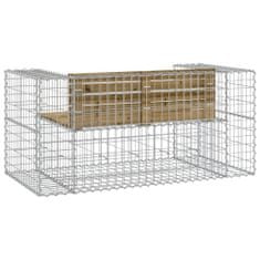 Greatstore tömör impregnált fenyőfa gabion kerti pad 143x71x65,5 cm