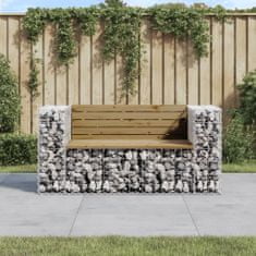 Greatstore tömör impregnált fenyőfa gabion kerti pad 143x71x65,5 cm