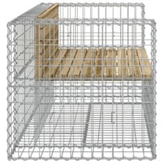 Greatstore tömör impregnált fenyőfa gabion kerti pad 143x71x65,5 cm