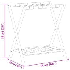 Greatstore fekete bambusz bőröndtartó 68 x 38 x 58 cm