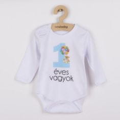 NEW BABY Body nyomtatott mintával 1 éves vagyok kék, vel. 80 (9-12 h)