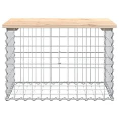 Greatstore tömör fenyőfa gabion kerti pad 63x44x42 cm