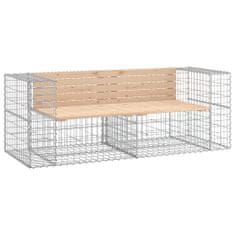 Greatstore tömör fenyőfa gabion kerti pad 184x71x65,5 cm