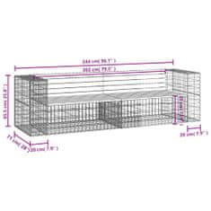 Greatstore tömör fenyőfa gabion kerti pad 244x71x65,5 cm