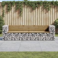 Greatstore tömör impregnált fenyőfa gabion kerti pad 244x71x65,5 cm