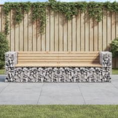 Greatstore tömör fenyőfa gabion kerti pad 244x71x65,5 cm