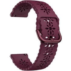 4wrist Virágmintás szilikon szíj 20 mm - Wine Red