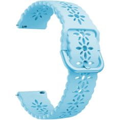 4wrist Virágmintás szilikon szíj 20 mm - Light Blue