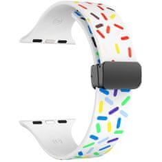 4wrist Színes mintázatú szilikon szíj Apple Watch-hoz 42/44/45/49 mm - Fehér