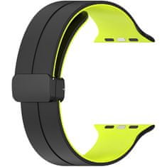 4wrist Szilikon szíj mágneses csattal Apple Watch-hoz 42/44/45/49 mm - Black/Green