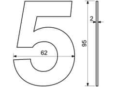 Házszám No.5 95mm rozsdamentes acél BLACK