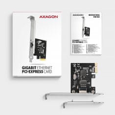 AXAGON PCEE-GRL, PCIe hálózati kártya - 1x Gigabit Ethernet port (RJ-45), Realtek 8111L, incl. LP