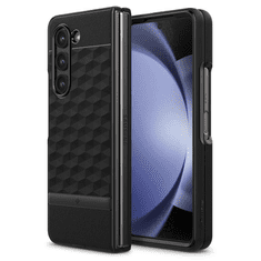 Spigen Samsung Galaxy Z Fold5 SM-F946B, Szilikon tok + műanyag keret, közepesen ütésálló, 3D hatszög minta, Caseology Parallax, fekete (138823)