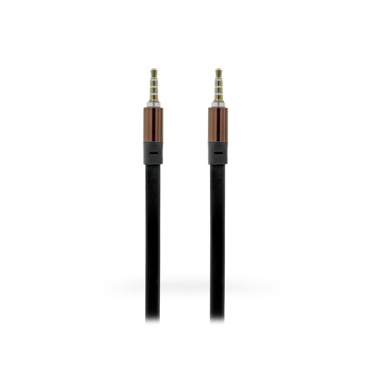 3,5 - 3,5 mm jack AUX audio kábel 1 m-es lapos vezetékkel - fekete/barna