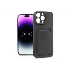 Haffner Apple iPhone 14 Pro Max szilikon hátlap kártyatartóval - Card Case - fekete (PT-6741)