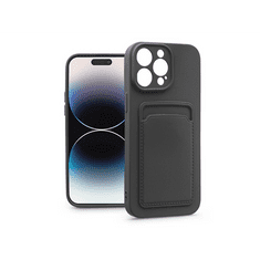 Haffner Apple iPhone 14 Pro szilikon hátlap kártyatartóval - Card Case - fekete (PT-6738)