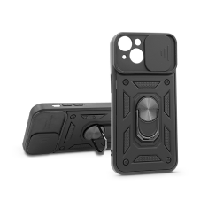 Haffner Apple iPhone 14 ütésálló hátlap gyűrűvel és kameravédővel - Slide Armor - fekete (PT-6680)