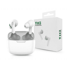 TWS Bluetooth sztereó headset v5.0 + töltőtok - Y113 True Wireless Earphones with Charging Case - fehér