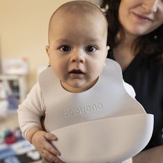 BabyOno Puha műanyag melltartó zsebbel BPA-mentes rózsaszín 6m+