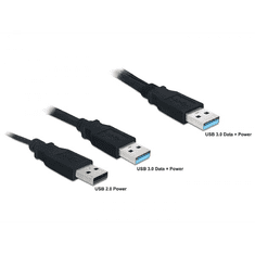 DELOCK DL82908 USB 3.0-A apa -> USB 3.0-A apa + USB 2.0-A apa kábel (DL82908)