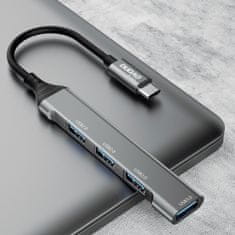 DUDAO A16T HUB adapter USB-C - 4x USB, fekete