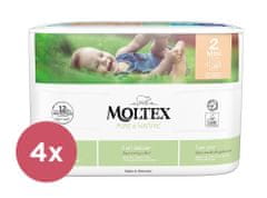 MOLTEX 4x Pure & Nature eldobható pelenkák 2 Mini (3-6 kg) 38 db - ECONOMY PACK