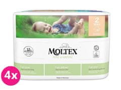 MOLTEX 4x Pure & Nature eldobható pelenkák 2 Mini (3-6 kg) 38 db - ECONOMY PACK