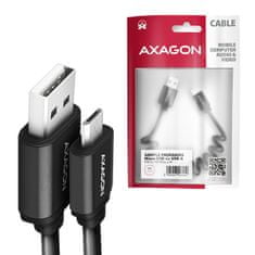 AXAGON BUMM-AM10TB, TWISTER kábel Micro USB <-> USB-A, 0.6m, USB 2.0, 2.4A, ALU, tpe, fekete